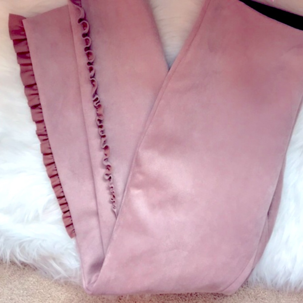 Zara  blush pink ankle ruffle pants NWOT - Picture 3 of 7